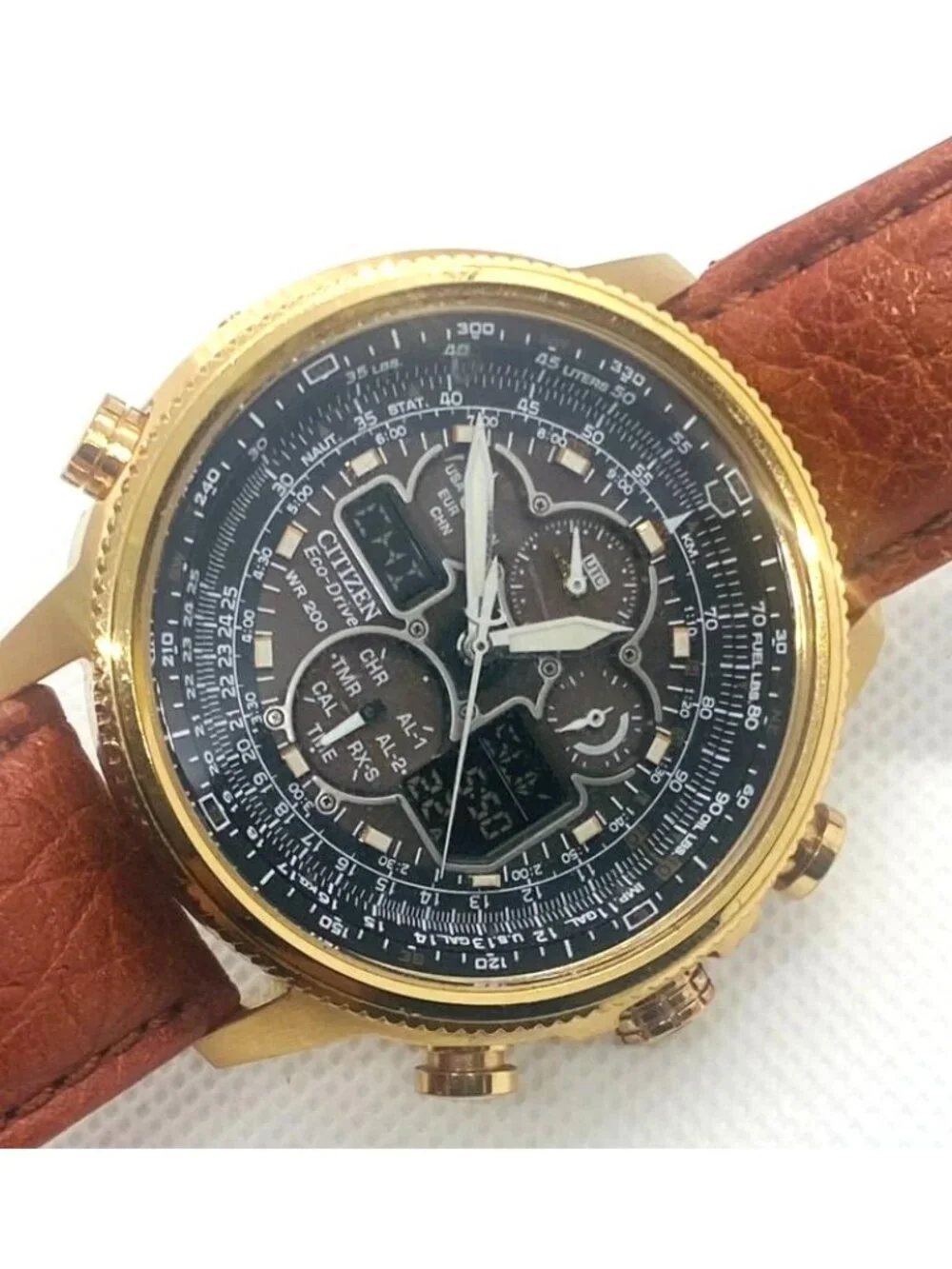Citizen Navihawk A-T  Eco Drive With Leather Band